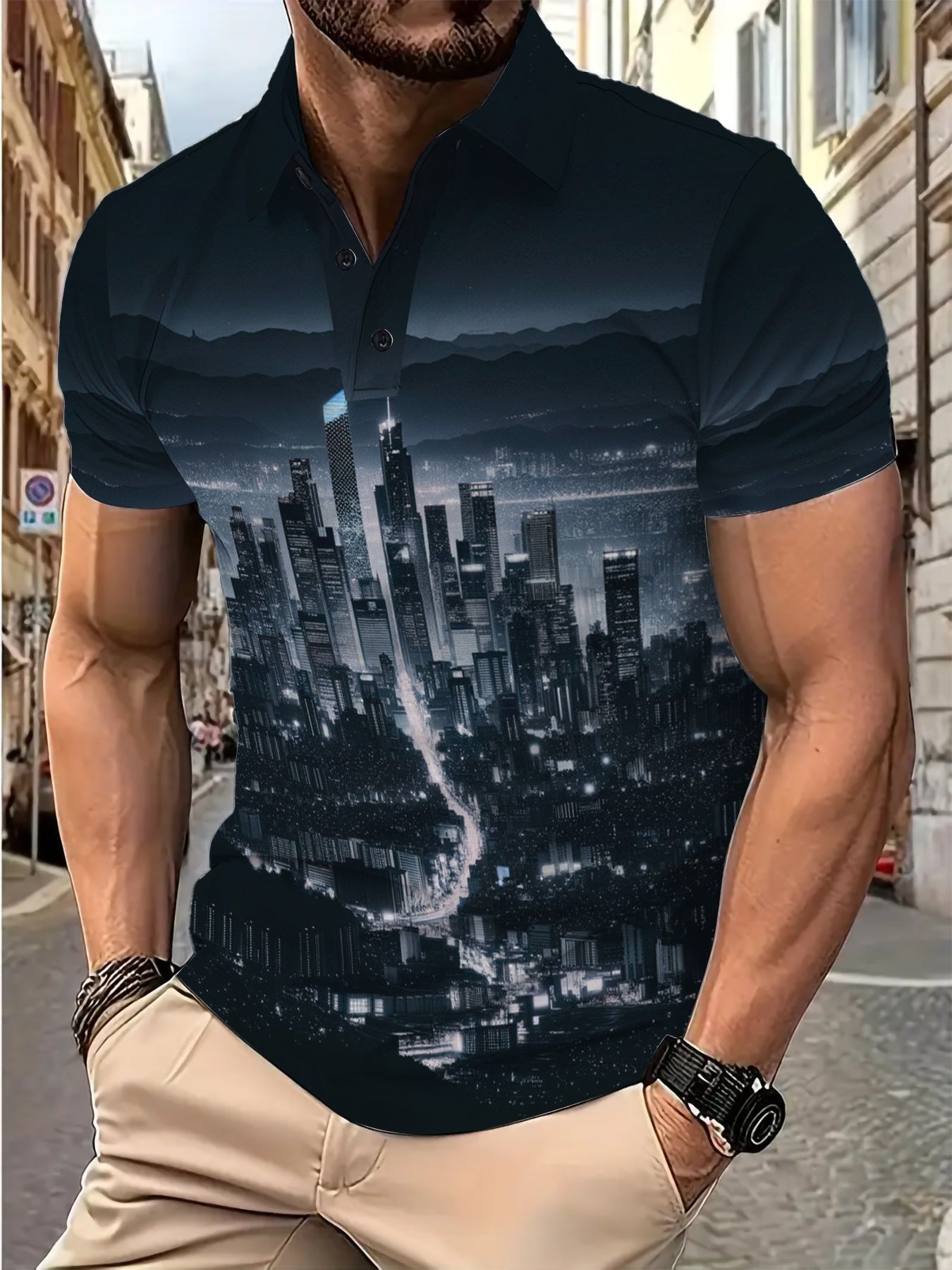 Herren Polohemd Berlin Motiv Modern Stadtstyl