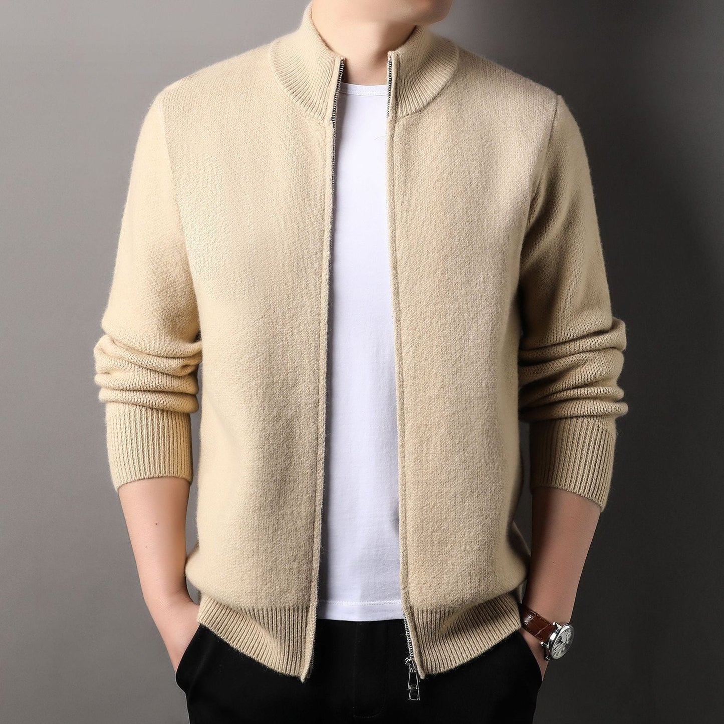 Herren Strickjacke Moderner Kragen Hochwertig - BerlinGlamour