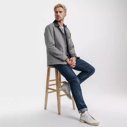 Herren Jacke lässig Baumwoll Worker Style Casual