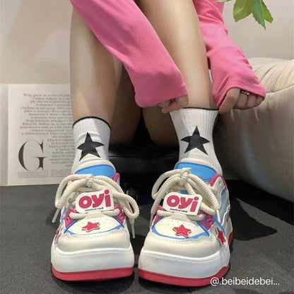 Damen Sneaker Bunt mit Sternen Applikationen