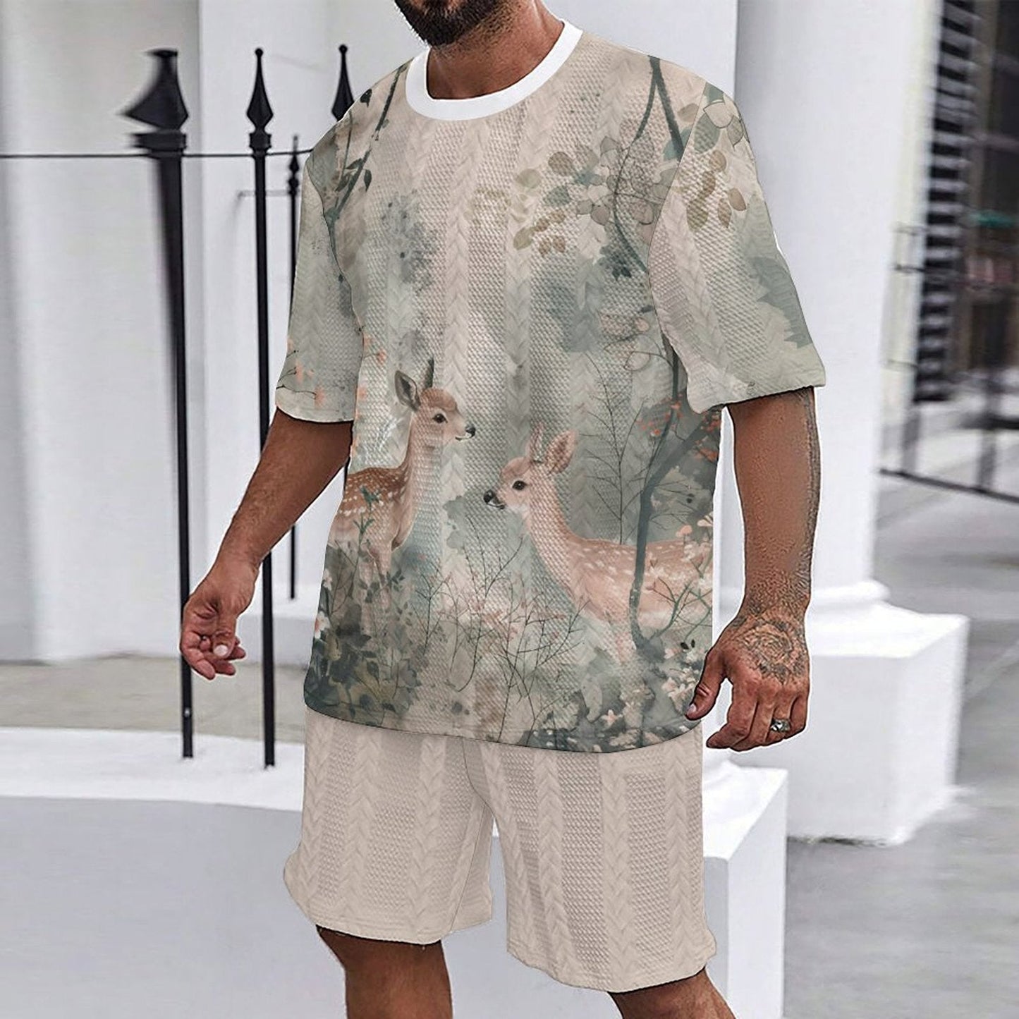Herren Set mit Blumenmuster Trendy Sommer