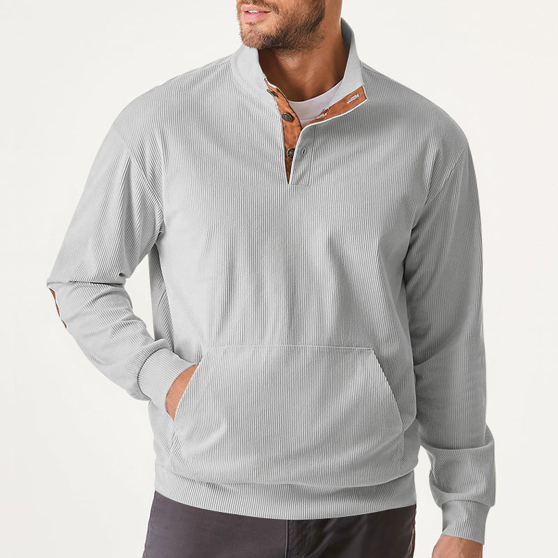 Herren Sweatpullover Stehkragen Kängurutasche Sportlich Modern