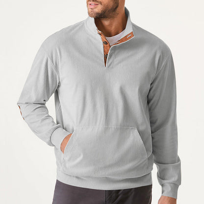 Herren Sweatpullover Stehkragen Kängurutasche Sportlich Modern