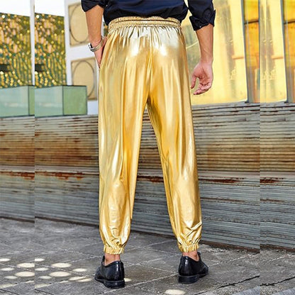 Herren Kunstlederhose Slim Fit Elastisch Modern