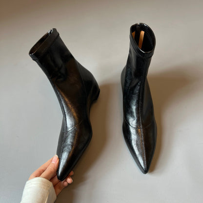 Damen Stiefel Spitze Elegant Reißverschluss Schuhe