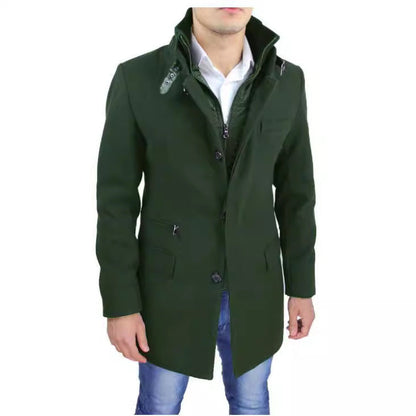 Herren Übergangs-Mantel Modern mit abnehmbarer Innenjacke