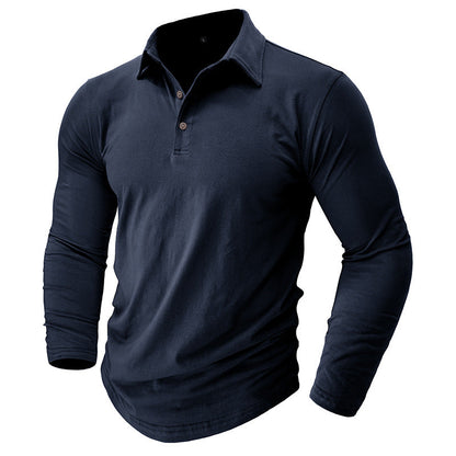 Herren Poloshirt Langarm Elegant Hochwertig Baumwolle