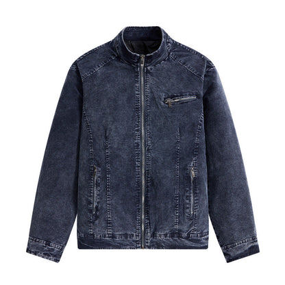 Herren Jeansjacke Modern mit Reißverschlusstaschen Schwarz - BerlinGlamour