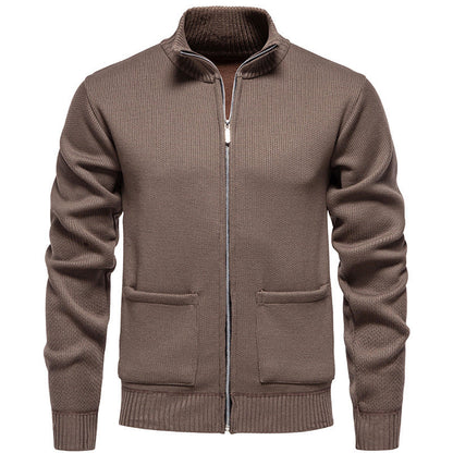 Herren Strickjacke Lässig mit Kragen und Taschen - BerlinGlamour