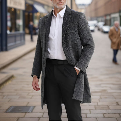 Herren Karomantel Elegant Warm mit Innenauskleidung