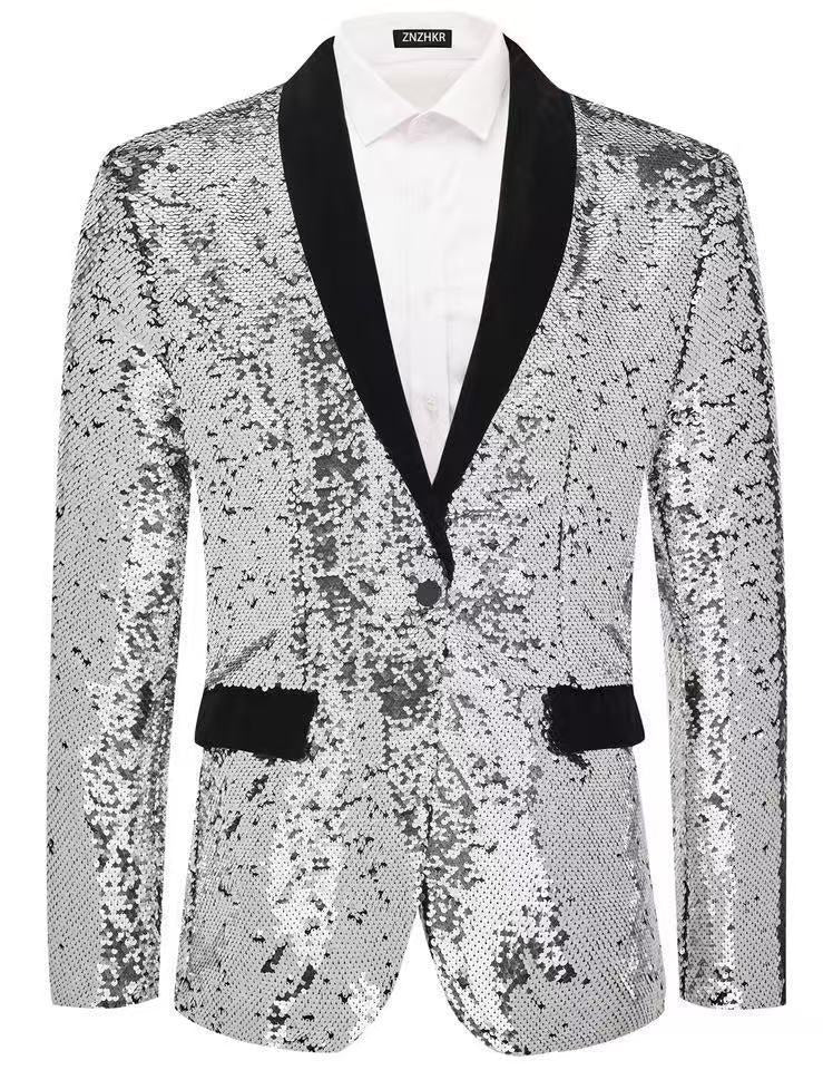 Eleganter Herren Smokingsanzug mit Pailletten und Satinkragen