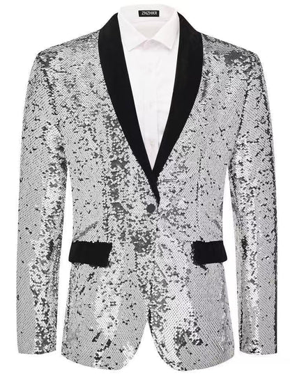 Eleganter Herren Smokingsanzug mit Pailletten und Satinkragen