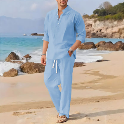 Herren Sommeranzug Modern Lässig mit Knöpfen und Taschen