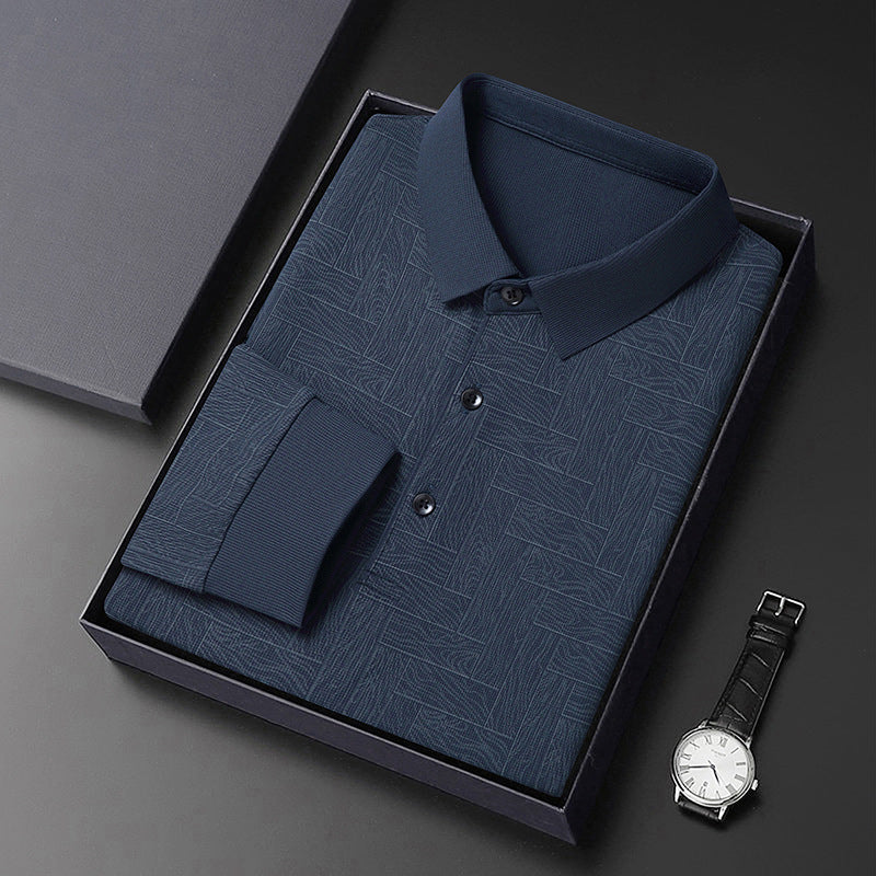 Herren Polohemd Modern mit Strukturdesign und Knöpfe Elegant