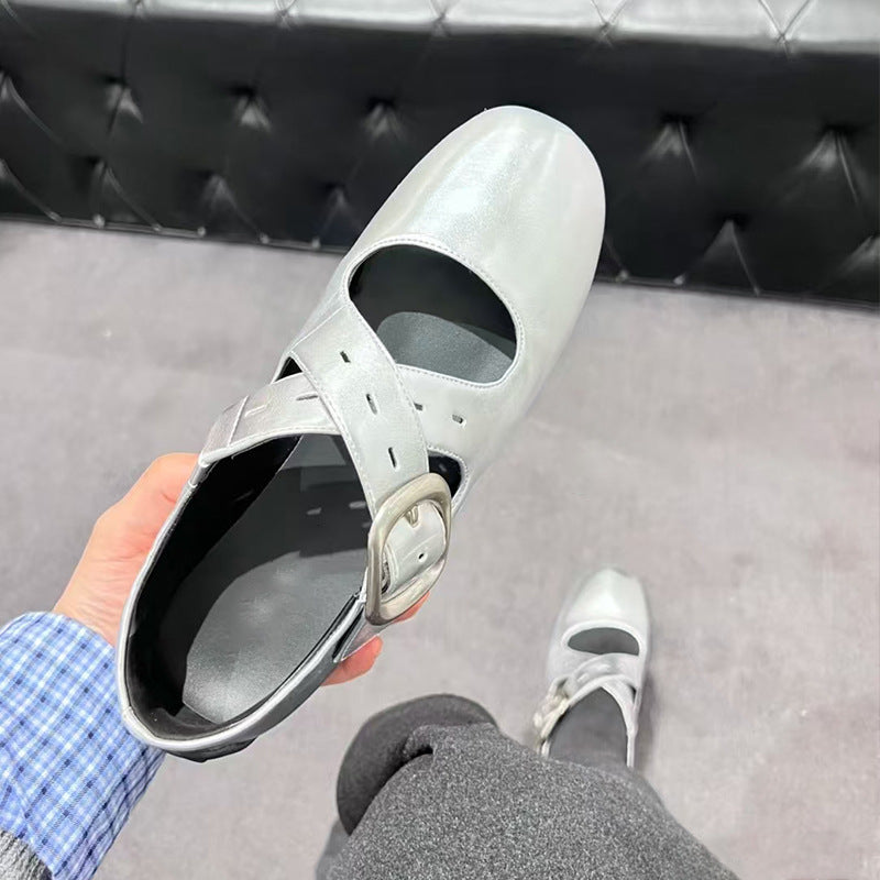 Damen Ballerinas Bequem Riemenverschluss Komfortschuhe Schuhe - BerlinGlamour