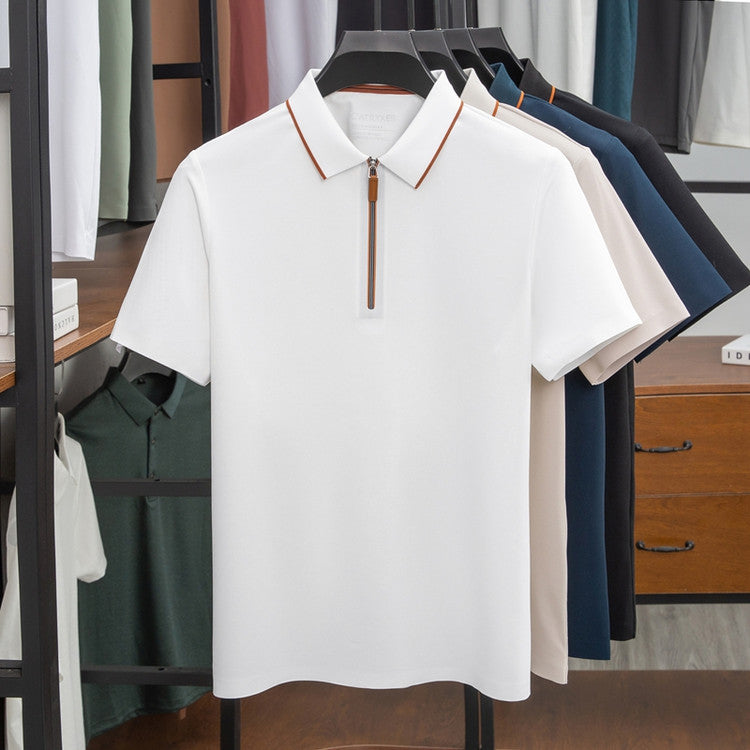 Herren Polohemd Modern Stehkragen Slim Fit