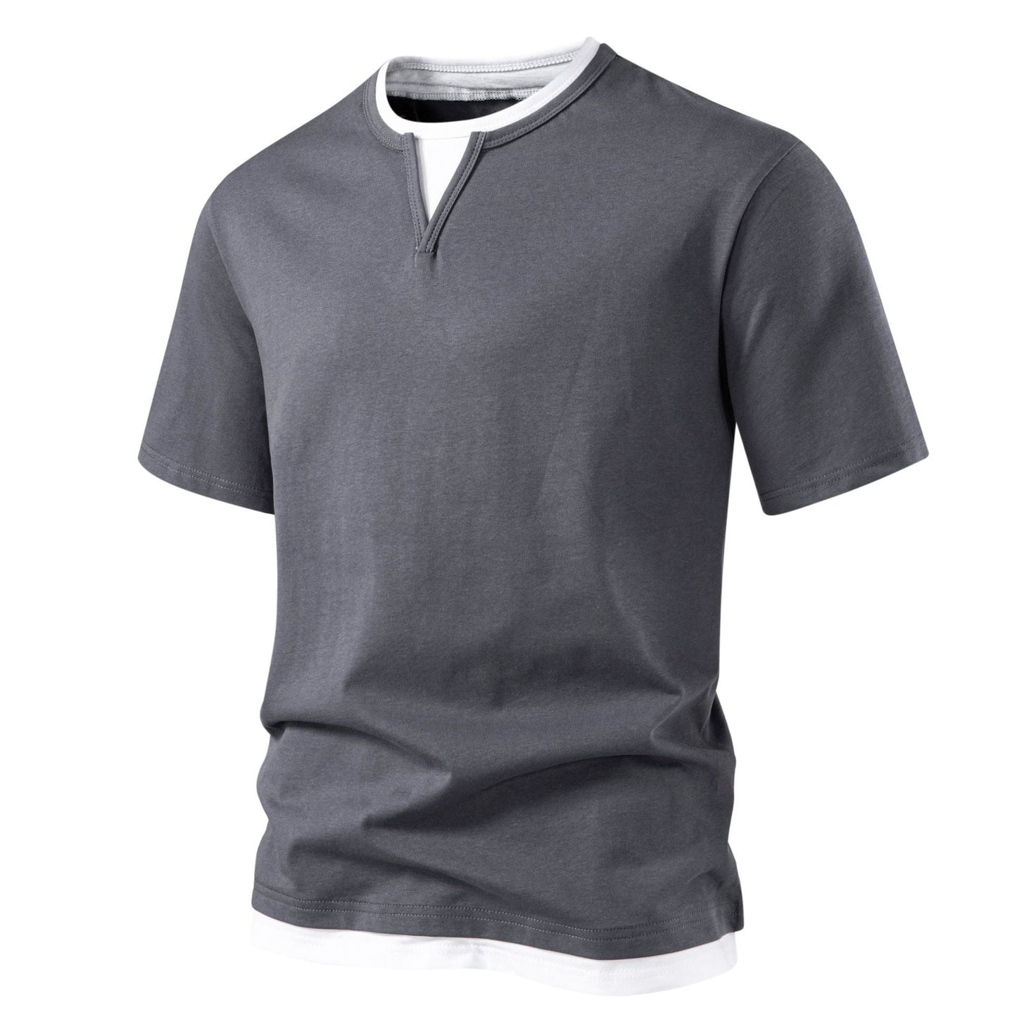 Herren Kurzarmshirt Modern Stehkragen Slim Fit