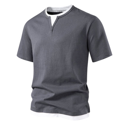 Herren Kurzarmshirt Modern Stehkragen Slim Fit