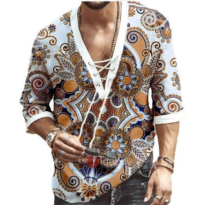 Herren Hemd Moderne Wickelbluse Mit Muster