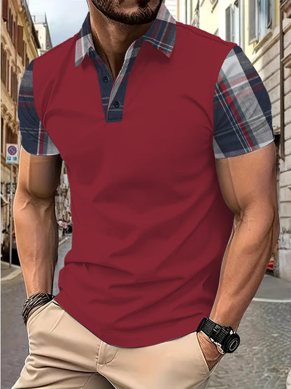 Herren Polo-Shirt Karierter Kragen Modern Slimfit