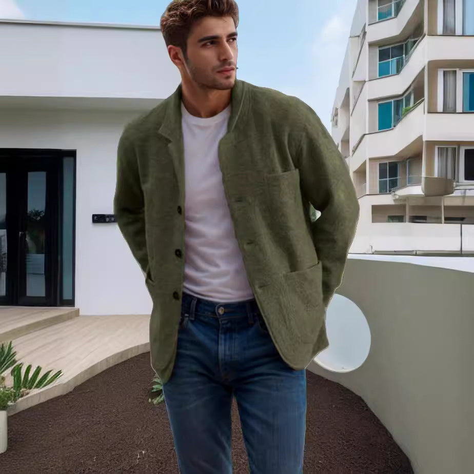 Herren Übergangsjacke mit Kragen und Taschen Modern