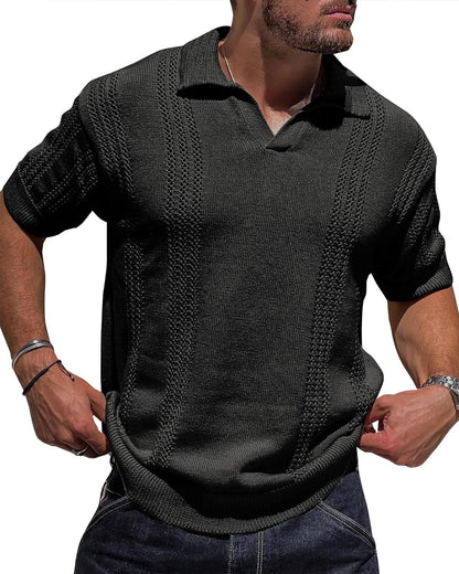 Herren Strickpullover Kurzarm Polokragen Modern