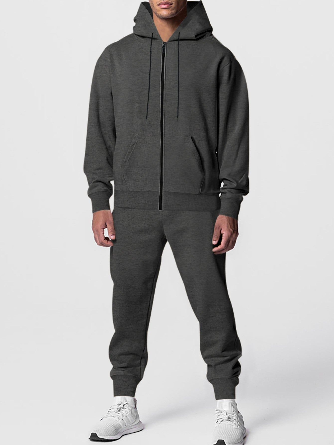 Herren Fleece Jogginganzug Kapuze Sportlich Bequem