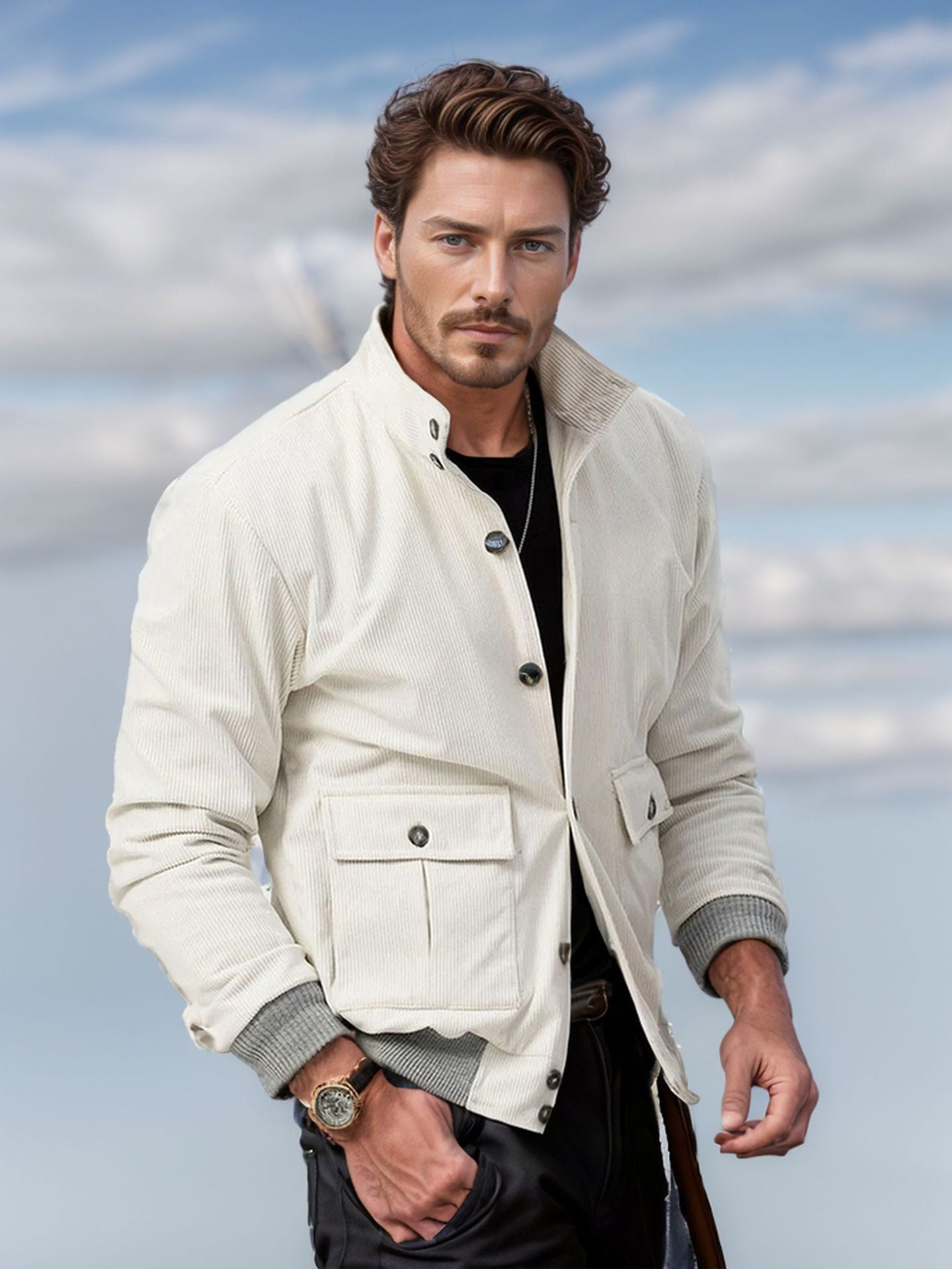 Herren Cordjacke Modern Schnitt Casual