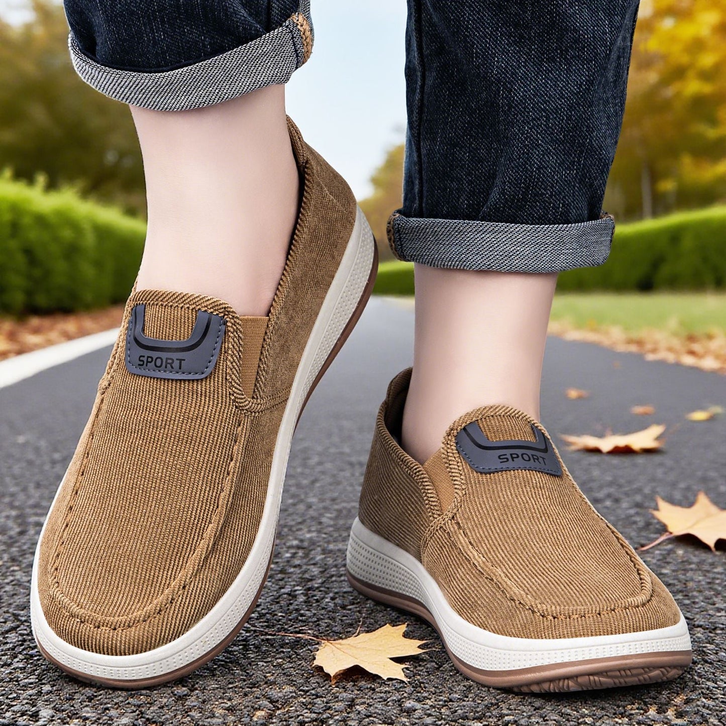 Damen Clogs Bequem Cordoptik Lässig