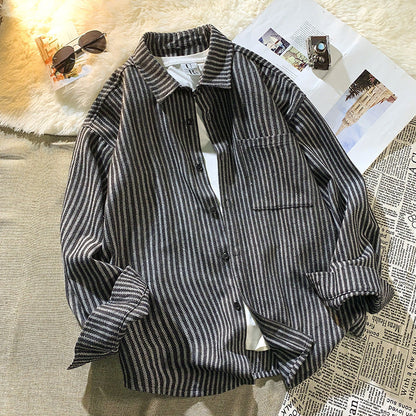 Herren Overshirt Gestreift Modern Casual