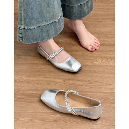 Damen Ballerinas Bequem Funkelnd Mit Riemen