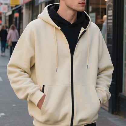 Herren Zip-Hoodie, atmungsaktiver Fleece-Innenausstattung BerlinGlamour, praktische Taschen für den modernen Stadtbummler.
