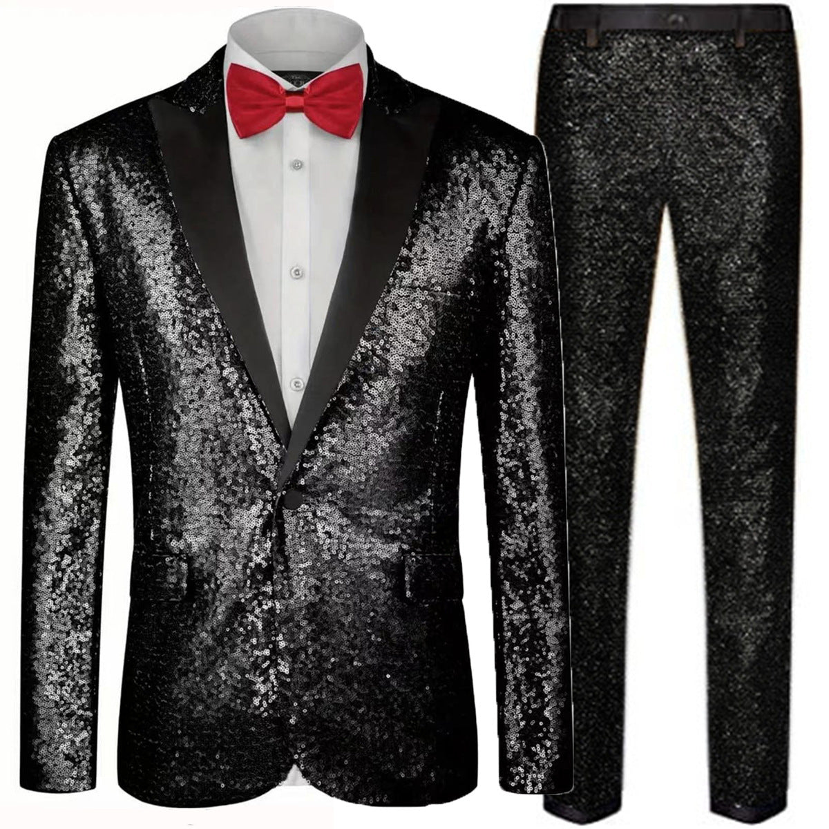 Herren Anzugset Glitzer Pailletten Schwarz - BerlinGlamour