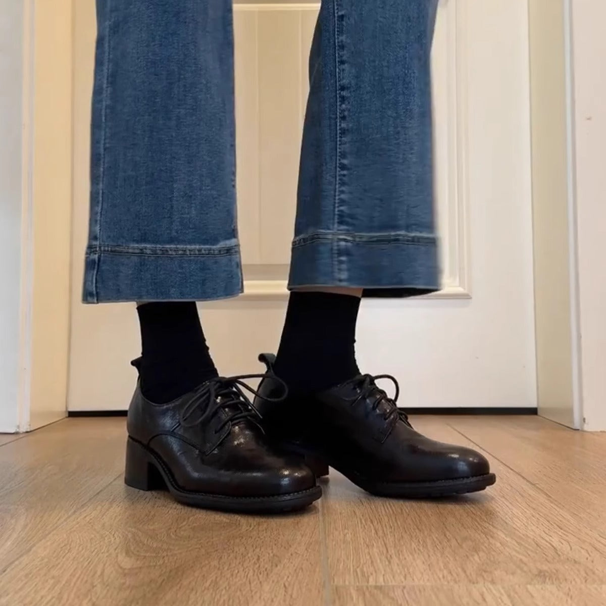 Damen Schnürschuhe Hochhackig Elegant mit Struktur Obermaterial