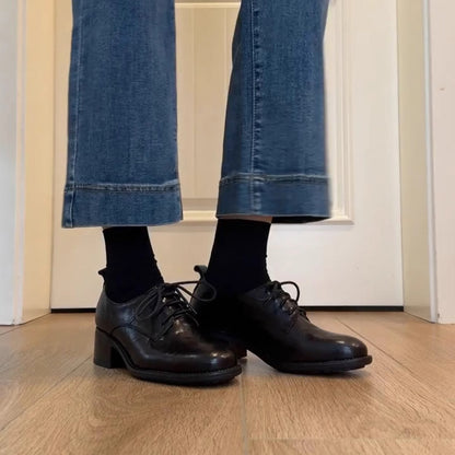 Damen Schnürschuhe Hochhackig Elegant mit Struktur Obermaterial