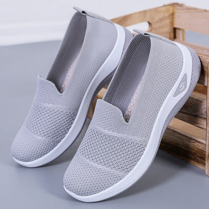 Damen Schuhe Bequem Slip-On atmungsaktiv Strickdesign