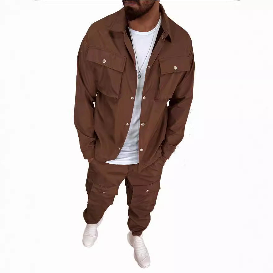 Herren Cargo-Set Funktionelle Hose Hemd Komfort Schnitt