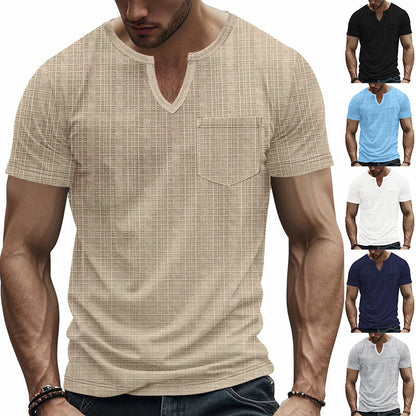 Herren Kurzarmshirt Strukturiert mit Brusttasche Modern - BerlinGlamour