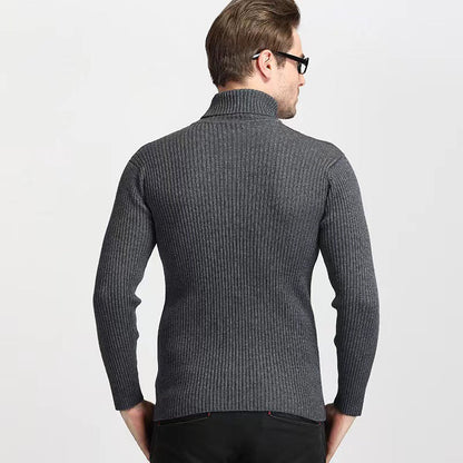 Herren Rollkragenpullover Feinripp aus Merino-Wolle
