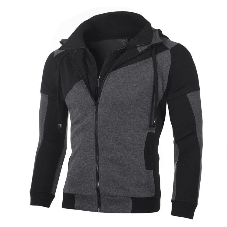 Herren Jacke Sportlich Kapuze Patchwork Design