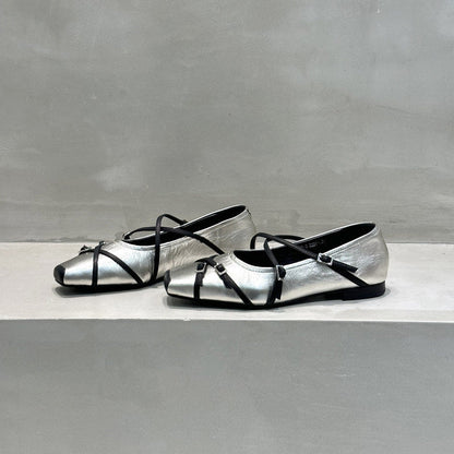 Damen Ballerinas Elegant mit Riemchen und Schnallen Modisch