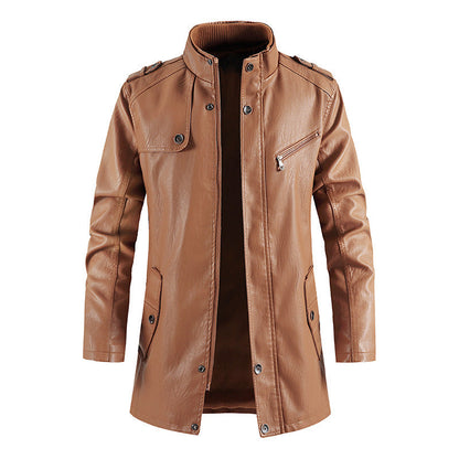 Herren Lederjacke Modern Military-Stil mit Taschen und Kragen - BerlinGlamour