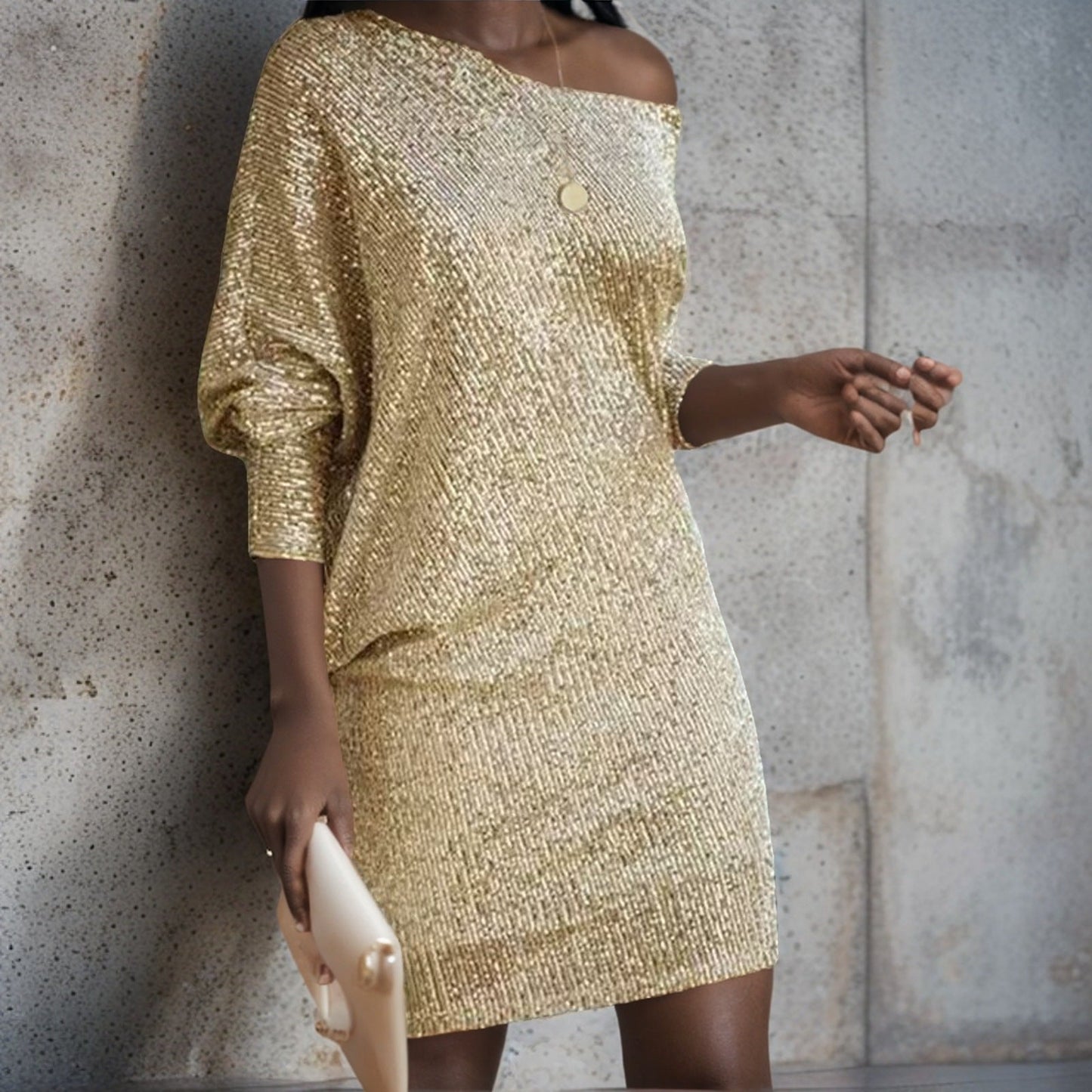 Pailletten-Top Off-Shoulder Glitzer