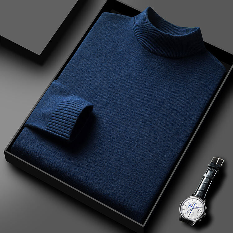 Herren Pullover Eleganter Rollkragen Schwarzer Style