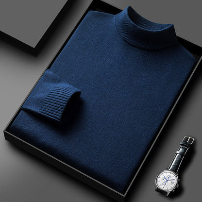 Herren Pullover Eleganter Rollkragen Schwarzer Style