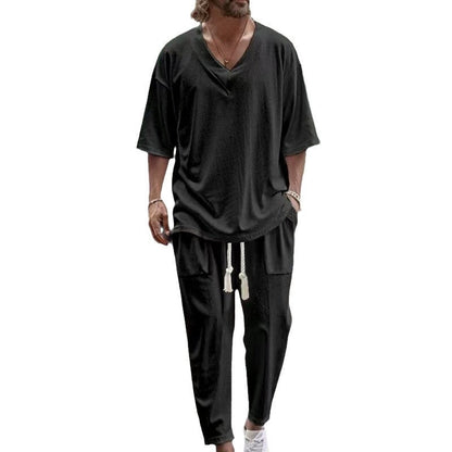 Herren Freizeitanzug Set Modern V-Ausschnitt Elastisch