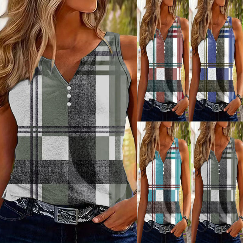 Damen Top V-Ausschnitt Ärmellos Modern Dekorativ - BerlinGlamour