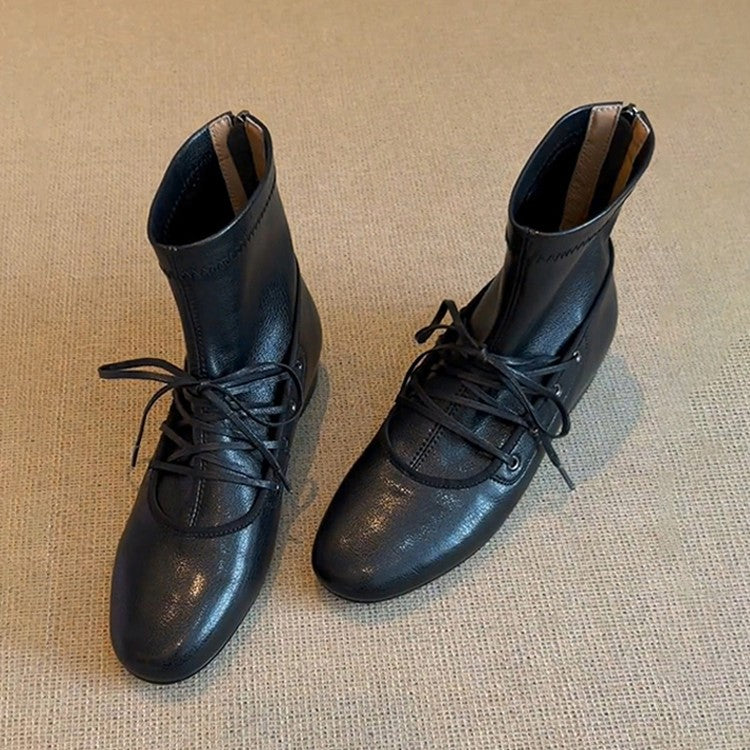 Damen Schnürstiefel Elegant Reißverschluss Stiefel Schwarz - BerlinGlamour
