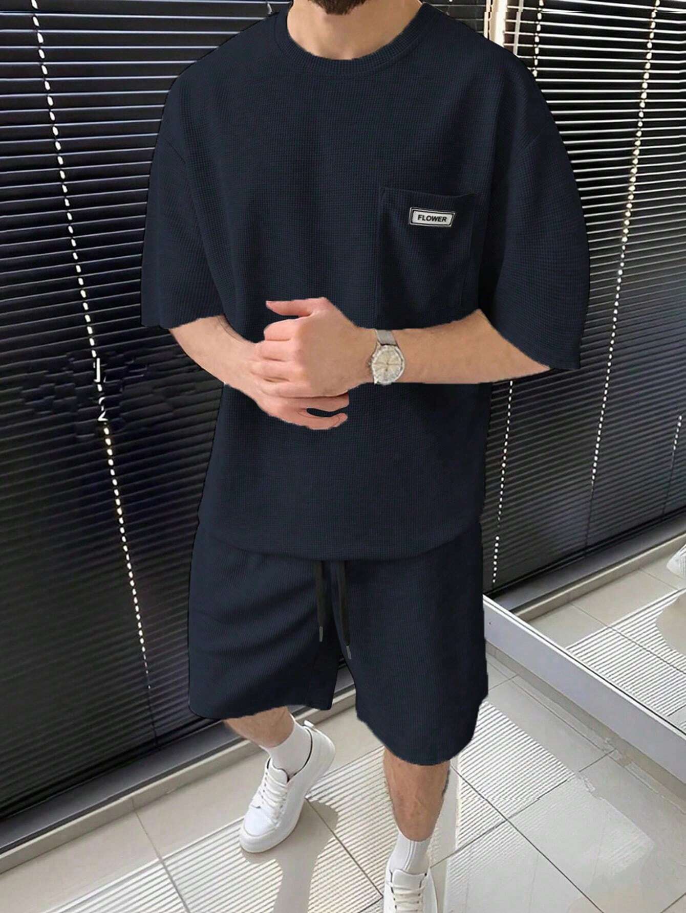 Herren Kurzarm T-Shirt und Shorts Set Sportlich Freizeit