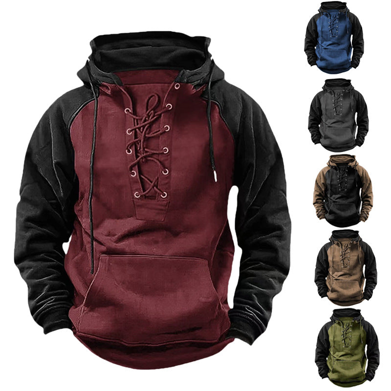 Herren Kapuzenpulli Modern mit Schnürung Trendig - BerlinGlamour